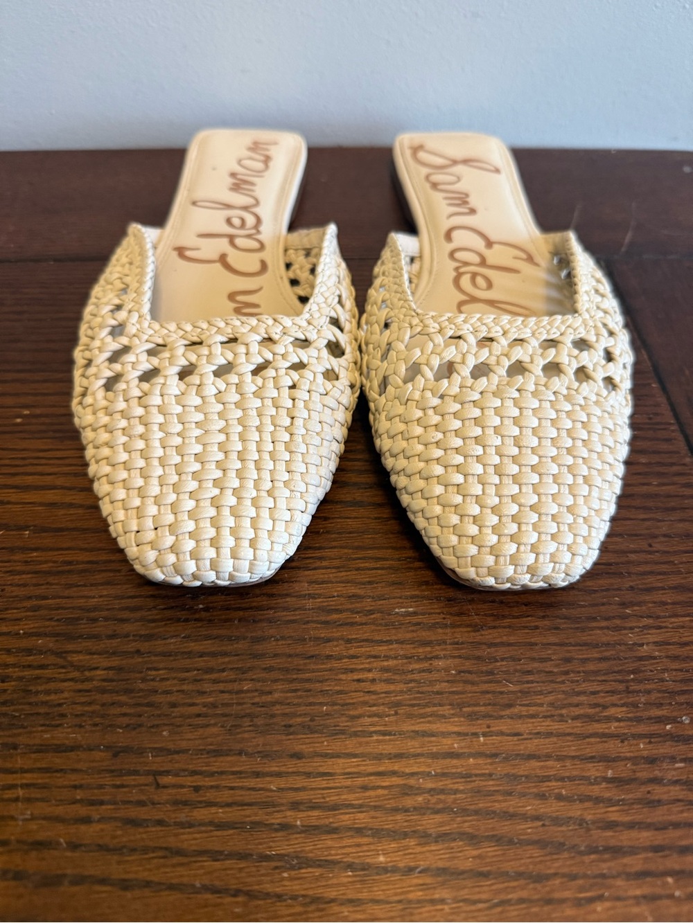 Sam Edelman Nola Cream Woven Square-Toe Slide Mules - Picture 3 of 7